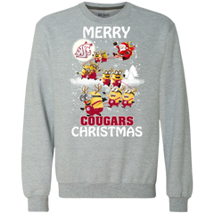 Washington State Cougars Ugly Christmas Sweaters Minions Santa Claus Merry Christmas Sweatshirt - The White Eagles