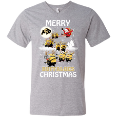 Colorado Buffaloes Ugly Christmas Sweaters Minions Santa Claus Merry Christmas Men's V-Neck T-Shirt - The White Eagles
