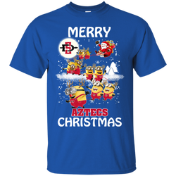 San Diego State Athletics Ugly Christmas Sweaters Minions Santa Claus Merry Christmas Cotton T-Shirt - The White Eagles