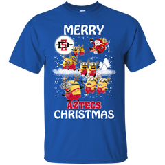 San Diego State Athletics Ugly Christmas Sweaters Minions Santa Claus Merry Christmas Cotton T-Shirt - The White Eagles