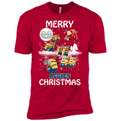 Utah State Aggies Ugly Christmas Sweaters Minions Santa Claus Merry Christmas Men's Sleeve Shirt - The White Eagles