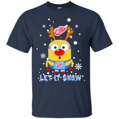 Minion Detroit Red Wings Ugly Christmas Sweaters Let It Snow Cotton T-Shirt - The White Eagles