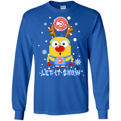 Minion Atlanta Hawks Ugly Christmas Sweaters Let It Snow LS Cotton T-Shirt - The White Eagles