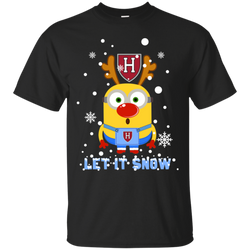 Minion Harvard Crimson Ugly Christmas Sweaters Let It Snow Cotton T-Shirt - The White Eagles