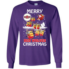 Arkansas State Red Wolves T Shirts Minions Santa Claus Merry Christmas LS Cotton T-Shirt - The White Eagles