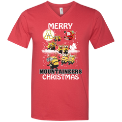 Appalachian State Mountaineers T Shirts Minions Santa Claus Merry Christmas Men's V-Neck T-Shirt - The White Eagles