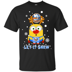 Minion New York Islanders Ugly Christmas Sweaters Let It Snow Cotton T-Shirt - The White Eagles