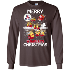 Arizona Wildcats T Shirts Minions Santa Claus Merry Christmas LS Cotton T-Shirt - The White Eagles