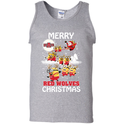 Arkansas State Red Wolves Ugly Christmas Sweaters Minions Santa Claus Merry Christmas Tank Top - The White Eagles