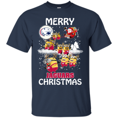 South Alabama Jaguars Ugly Christmas Sweaters Minions Santa Claus Merry Christmas Cotton T-Shirt - The White Eagles