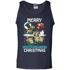 Coastal Carolina Chanticleers Ugly Christmas Sweaters Minions Santa Claus Merry Christmas Tank Top - The White Eagles