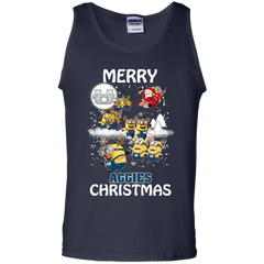 Utah State Aggies Ugly Christmas Sweaters Minions Santa Claus Merry Christmas Tank Top - The White Eagles