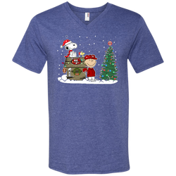 San Francisco 49ers Snoopy The Peanuts Ugly Christmas Sweater  Super Bowl Men's V-Neck T-Shirt - The White Eagles