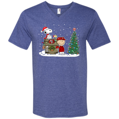 San Francisco 49ers Snoopy The Peanuts Ugly Christmas Sweater  Super Bowl Men's V-Neck T-Shirt - The White Eagles