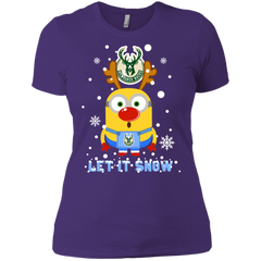Minion Milwaukee Bucks Ugly Christmas Sweaters Let It Snow Ladies' Shirt - The White Eagles