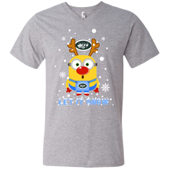 Minion New York Jets Ugly Christmas Sweaters Let It Snow Men's V-Neck T-Shirt - The White Eagles