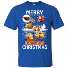 Oregon State Beavers Ugly Christmas Sweaters Minions Santa Claus Merry Christmas Cotton T-Shirt - The White Eagles