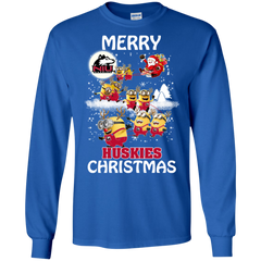 Northern Lllinois Huskies Ugly Christmas Sweaters Minions Santa Claus Merry Christmas LS Cotton T-Shirt - The White Eagles