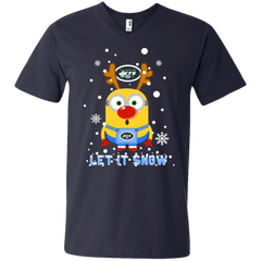 Minion New York Jets Ugly Christmas Sweaters Let It Snow Men's V-Neck T-Shirt - The White Eagles