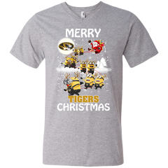 Missouri Tigers Ugly Christmas Sweaters Minions Santa Claus Merry Christmas Men's V-Neck T-Shirt - The White Eagles