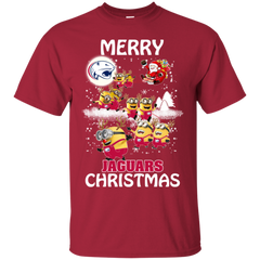 South Alabama Jaguars Ugly Christmas Sweaters Minions Santa Claus Merry Christmas Cotton T-Shirt - The White Eagles
