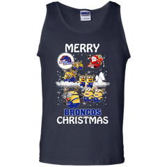 Boise State Broncos T Shirts Minions Santa Claus Merry Christmas Tank Top - The White Eagles