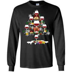 Christmas Is Coming Wine Santa Claus Ugly Christmas Sweater LS Cotton T-Shirt - The White Eagles