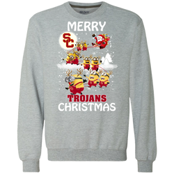 Usc Trojans Ugly Christmas Sweaters Minions Santa Claus Merry Christmas Sweatshirt - The White Eagles