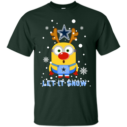Minion Dallas Cowboys Ugly Christmas Sweaters Let It Snow Cotton T-Shirt - The White Eagles