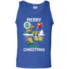 Colorado State Rams Ugly Christmas Sweaters Minions Santa Claus Merry Christmas Tank Top - The White Eagles