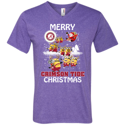 Alabama Crimson Tide T Shirts Minions Santa Claus Merry Christmas Men's V-Neck T-Shirt - The White Eagles