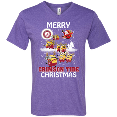 Alabama Crimson Tide T Shirts Minions Santa Claus Merry Christmas Men's V-Neck T-Shirt - The White Eagles