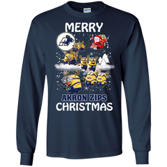 Akron Zips Ugly Christmas Sweaters Minions Santa Claus Merry Christmas LS Cotton T-Shirt - The White Eagles