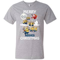 Utah State Aggies Ugly Christmas Sweaters Minions Santa Claus Merry Christmas Men's V-Neck T-Shirt - The White Eagles