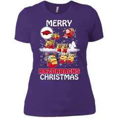 Arkansas Razorback Ugly Christmas Sweaters Minions Santa Claus Merry Christmas Ladies' Shirt - The White Eagles