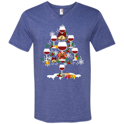 Christmas Is Coming Wine Santa Claus Ugly Christmas Sweater Men's V-Neck T-Shirt - The White Eagles