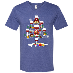Christmas Is Coming Wine Santa Claus Ugly Christmas Sweater Men's V-Neck T-Shirt - The White Eagles