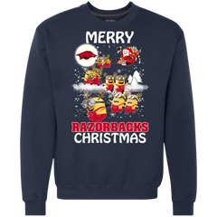 Arkansas Razorback Ugly Christmas Sweaters Minions Santa Claus Merry Christmas Sweatshirt - The White Eagles