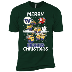 Washington Huskies Ugly Christmas Sweaters Minions Santa Claus Merry Christmas Men's Sleeve Shirt - The White Eagles