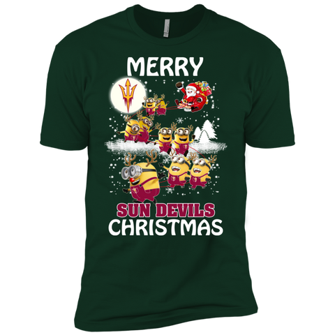 Arizona State Sun Devils T Shirts Minions Santa Claus Merry Christmas Men's Sleeve Shirt - The White Eagles