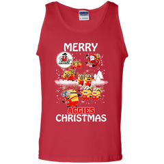 New Mexico State Aggies Ugly Christmas Sweaters Minions Santa Claus Merry Christmas Tank Top - The White Eagles