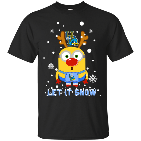 Minion Delaware Fightin_ Blue Hens Ugly Christmas Sweaters Let It Snow Cotton T-Shirt - The White Eagles