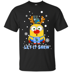 Minion Delaware Fightin_ Blue Hens Ugly Christmas Sweaters Let It Snow Cotton T-Shirt - The White Eagles