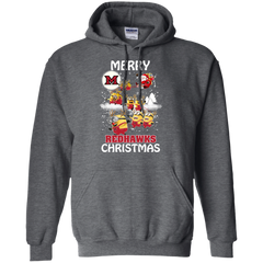 Miami Redhawks Ugly Christmas Sweaters Minions Santa Claus Merry Christmas Hoodie - The White Eagles