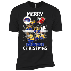 Boise State Broncos Ugly Christmas Sweaters Minions Santa Claus Merry Christmas Men's Sleeve Shirt - The White Eagles