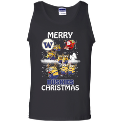 Washington Huskies Ugly Christmas Sweaters Minions Santa Claus Merry Christmas Tank Top - The White Eagles