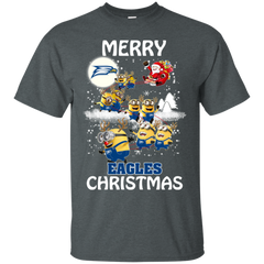 Georgia Southern Eagles Ugly Christmas Sweaters Minions Santa Claus Merry Christmas Cotton T-Shirt - The White Eagles