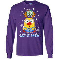 Minion Boston Celtics Ugly Christmas Sweaters Let It Snow LS Cotton T-Shirt - The White Eagles