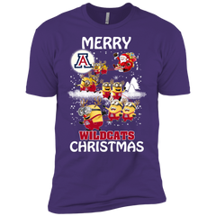 Arizona Wildcats Ugly Christmas Sweaters Minions Santa Claus Merry Christmas Men's Sleeve Shirt - The White Eagles