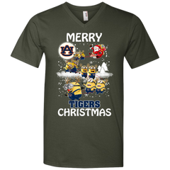 Auburn Tigers T Shirts Minions Santa Claus Merry Christmas Men's V-Neck T-Shirt - The White Eagles